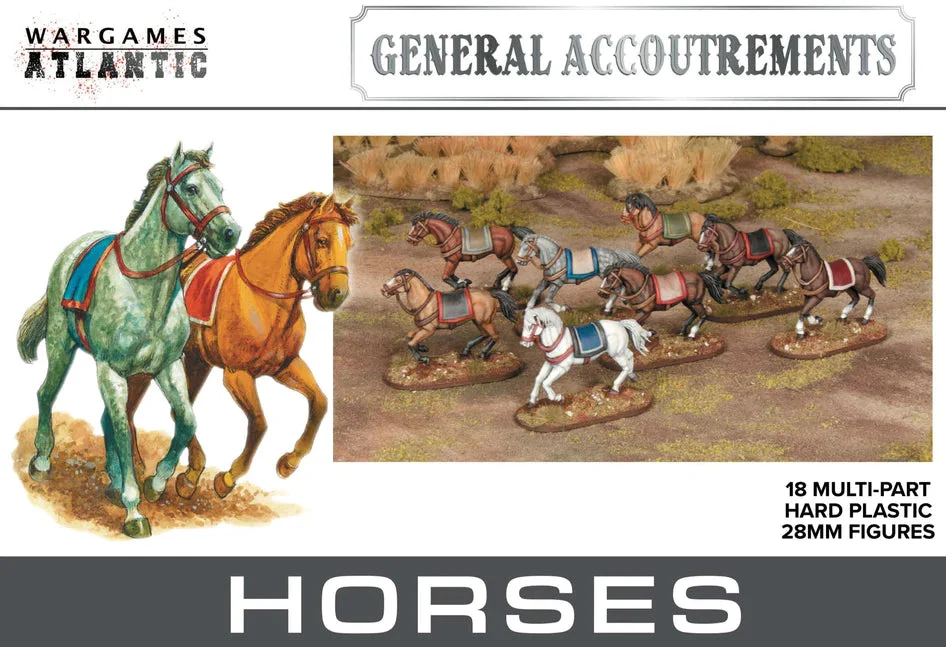 Horses, 28 mm Scale Model Plastic Figures - Wargames Atlantic