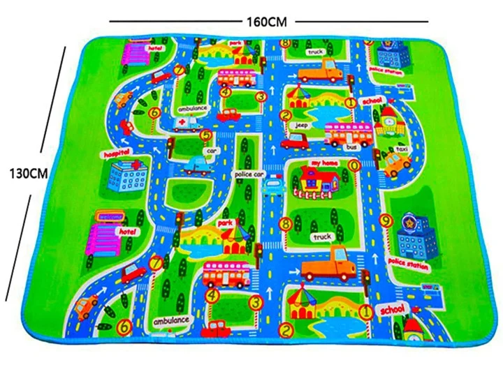 Kids Play Mat City Scene 63” x 51” With Non-Slip Backing By Imiwei