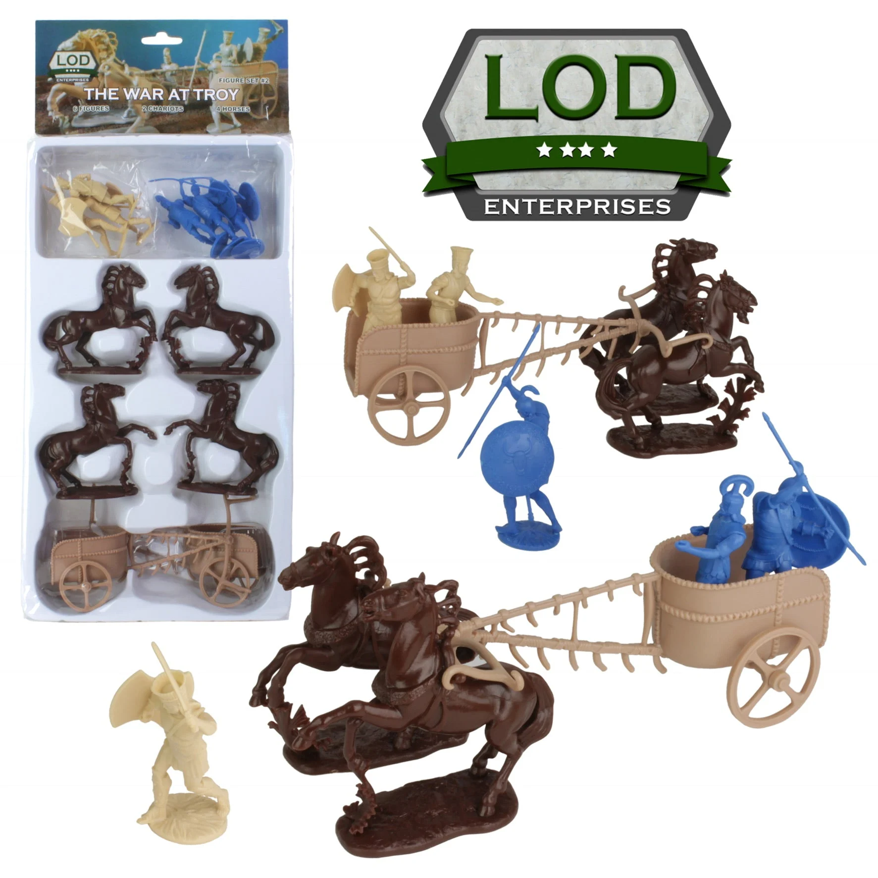 War At Troy Figure Set 2 Chariots (Greeks vs Trojans) 1/30 Scale Plastic Figures - LOD Enterprises
