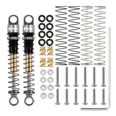 INJORA SCX24-27GL-2 43mm Grey Aluminum Threaded Double Barrel Shocks Dampers for Axial SCX24