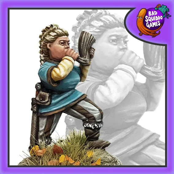 Inga Shieldmaiden Musician 28 mm Scale Model Metal Figure - Bad Squiddo Games