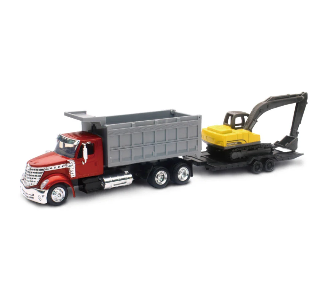 International Lonestar Dump Truck with Excavator 1:43 Scale Model - New Ray