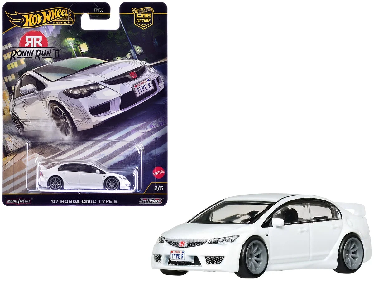 2007 Honda Civic Type R RHD (Right Hand Drive) White "Ronin Run II" Series Diecast Model Car by Hot Wheels - Hotwheels