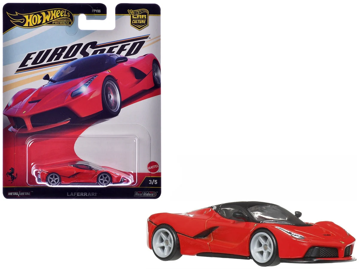Ferrari LaFerrari Red with Black Top "Euro Speed" Series Diecast Model Car by Hot Wheels - Hotwheels