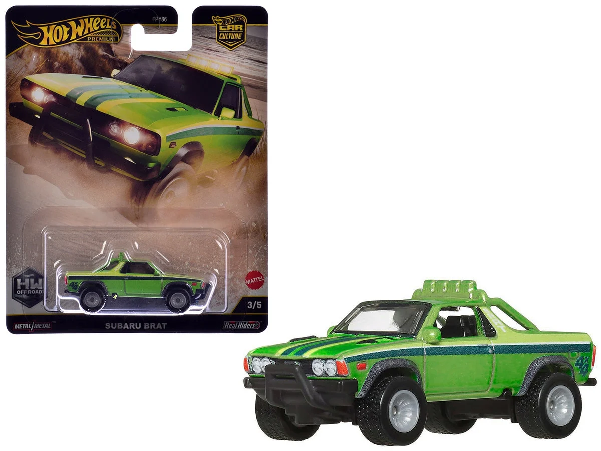 Subaru BRAT Utility Truck Green Metallic with Stripes "HW Off Road" Series Diecast Model Car by Hot Wheels - Hotwheels