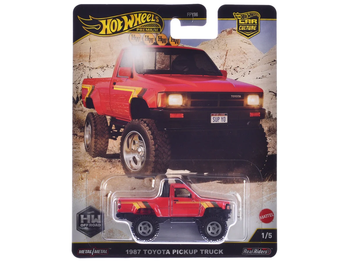1987 Toyota Pickup Truck Red with Stripes "HW Off Road" Series Diecast Model Car by Hot Wheels - Hotwheels