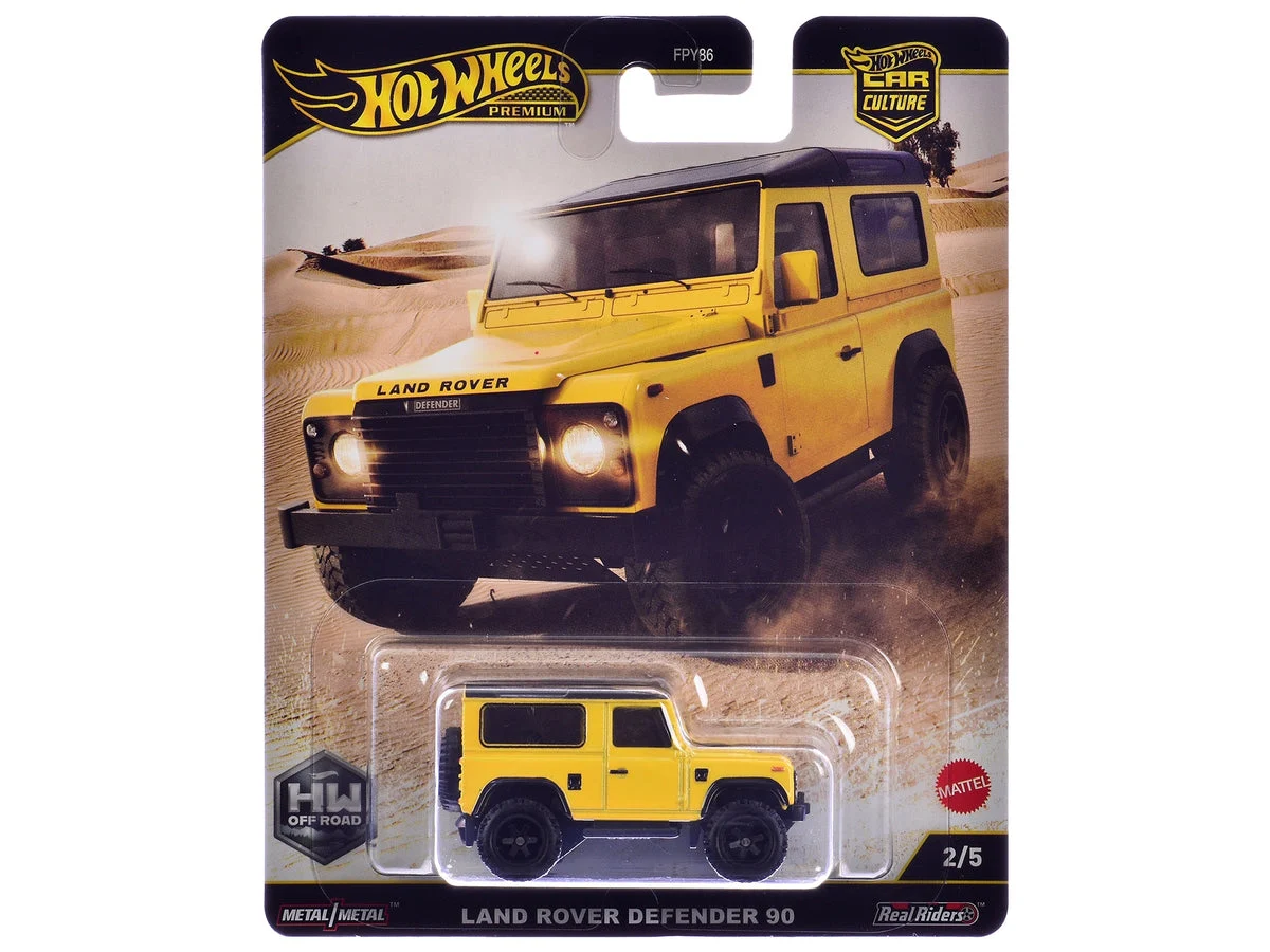 Land Rover Defender 90 Yellow with Black Top "HW Off Road" Series Diecast Model Car by Hot Wheels - Hotwheels
