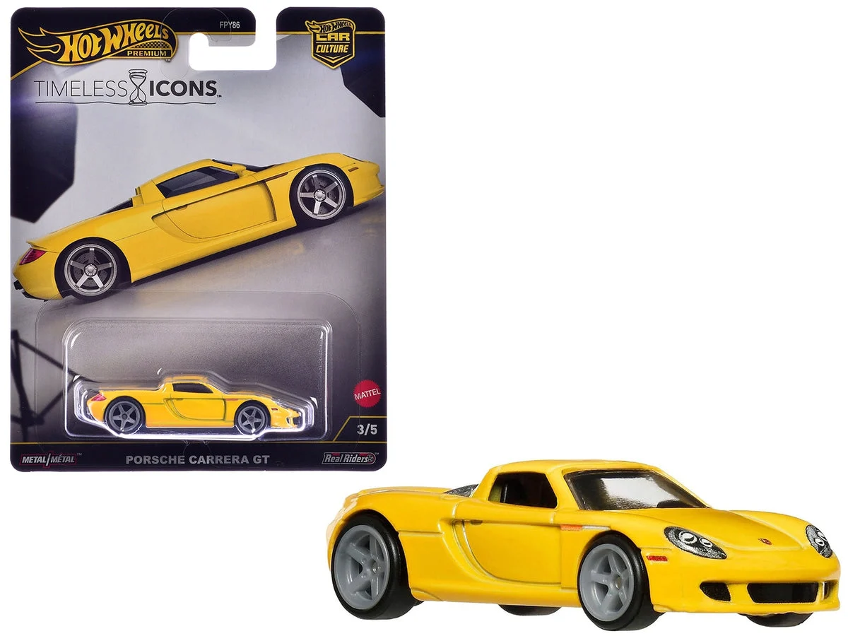 Porsche Carrera GT Yellow "Timeless Icons" Series Diecast Model Car by Hot Wheels - Hotwheels
