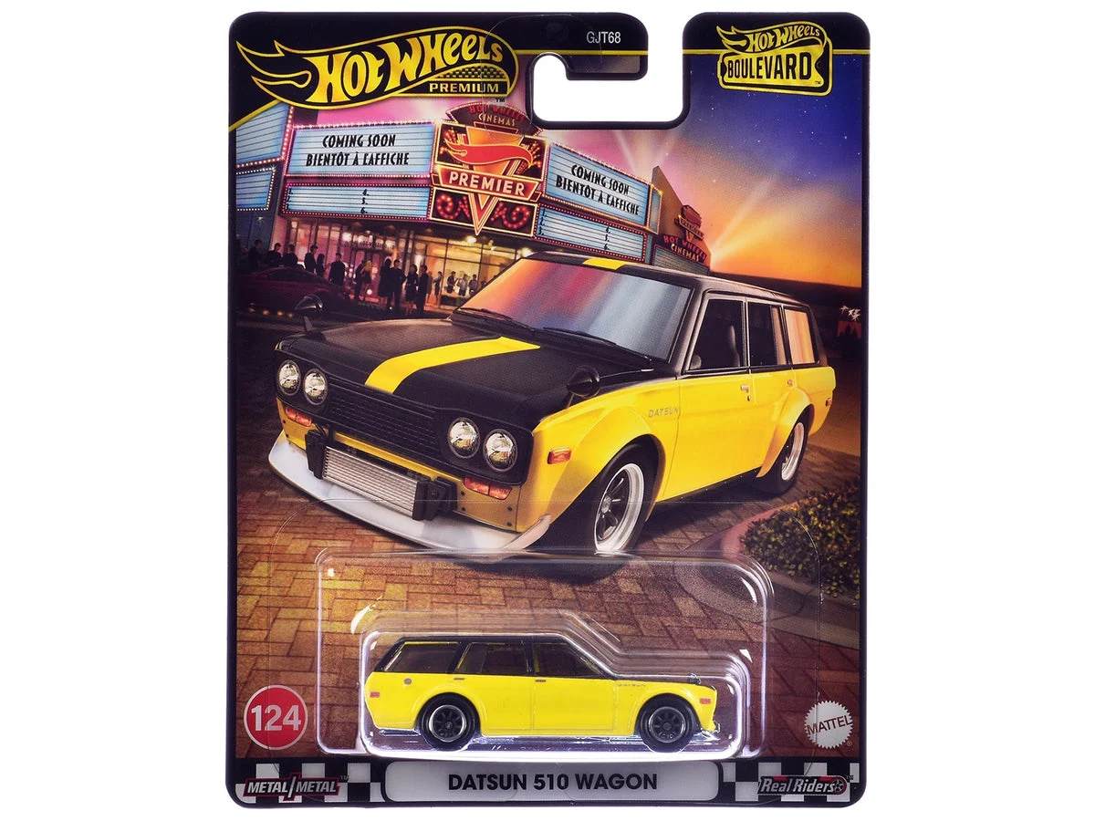 Datsun 510 Wagon Yellow and Black "Boulevard" Series Diecast Model Car by Hot Wheels - Hotwheels