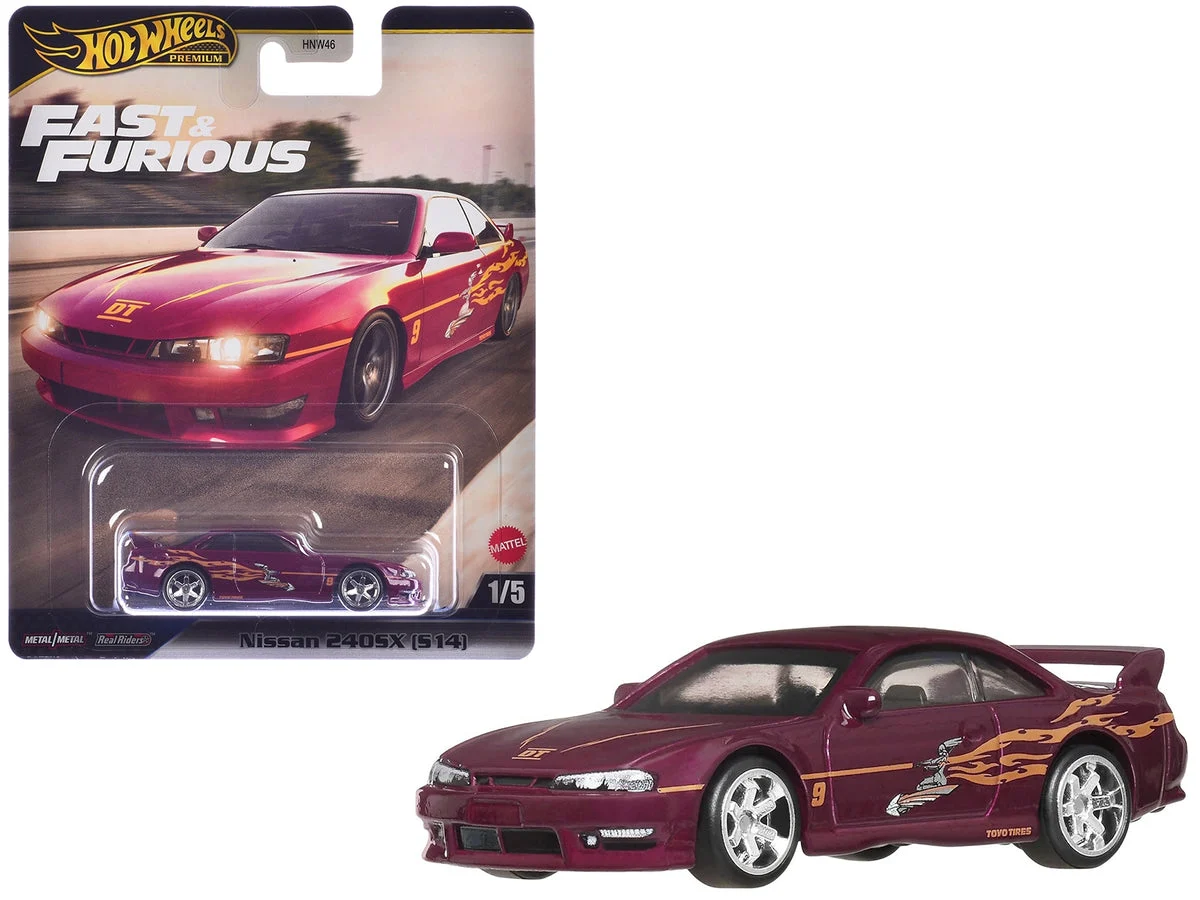 Nissan 240SX (S14) RHD (Right Hand Drive) Maroon with Graphics "The Fast and the Furious" (2001) Movie "Fast & Furious" Series Diecast Model Car by Hot Wheels - Hotwheels