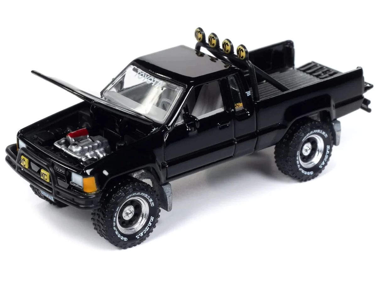 1985 Toyota SR5 Pickup Truck Black "Mystery Matinee" Movie Pop Culture 2024 Release 1 1/64 Diecast Model Car by Johnny Lightning