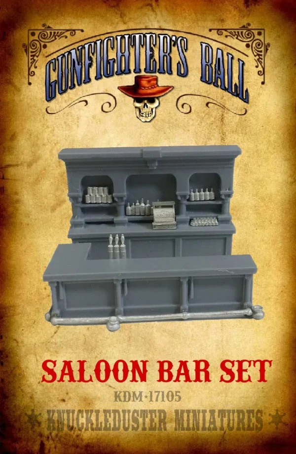 Knuckleduster Miniatures – Gunfighter’s Ball: Saloon Bar Set 28mm Scale Accessories Set