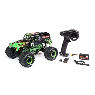 Losi LOS01026T1 1/18 Mini LMT Grave Digger 2S 4X4 RTR Brushed Monster Truck, Green