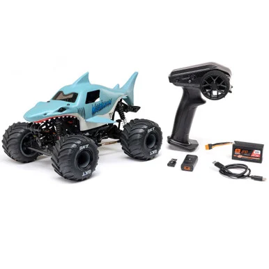 LOSI LOS01026T3 1/18 Mini LMT Megalodon 2S 4X4 RTR Brushed Monster Truck (Battery & Charger Included), Blue