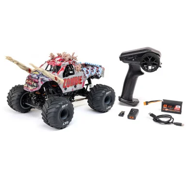 LOSI LOS01026T4 1/18 Mini LMT Zombie 2S 4X4 RTR Brushed Monster Truck (Battery & Charger Included), Red