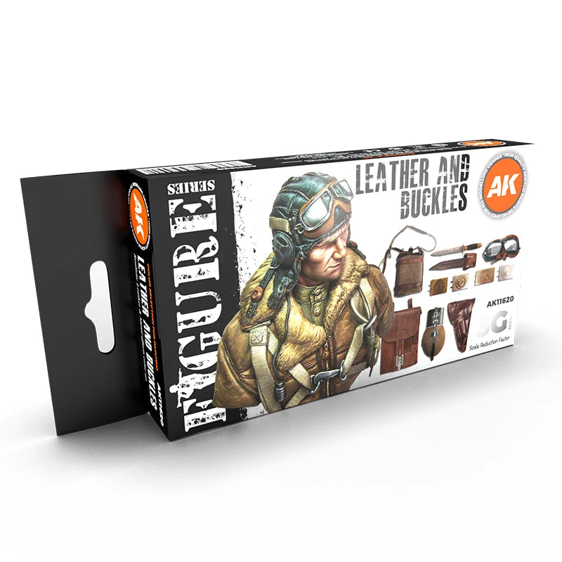 AK Interactive 3rd Gen Figures Series: Leather and Buckles Acrylic Paint Set (AK11620) – 6 x 17ml