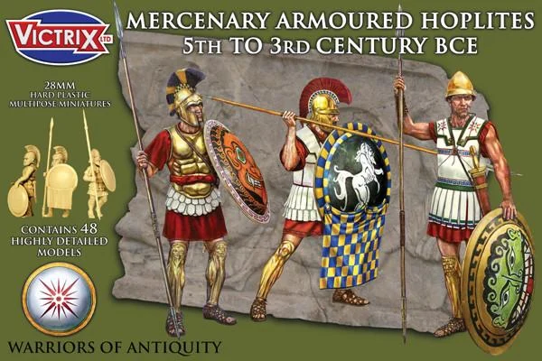 Mercenary Armored Hoplites 5th To 3rd Century BCE, 28 mm Scale Model Plastic Figures - Victrix