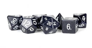 Metallic Dice Games 103 7-Set Blue Sandstone Dice Set