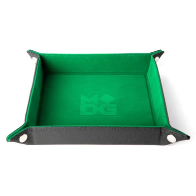Metallic Dice Games 535 Green Velvet Dice Tray w/ Leather Back, 10in x 10in