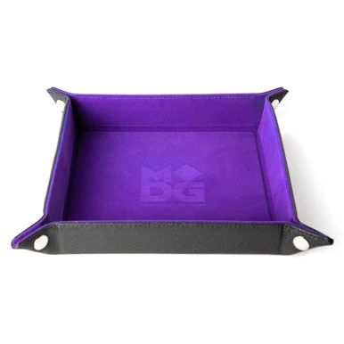 Metallic Dice Games 537 Purple Velvet Dice Tray w/ Leather Back 10in x 10in