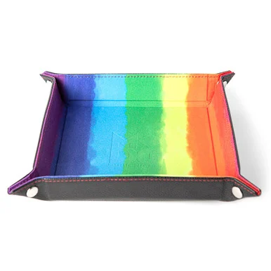 Metallic Dice Games 538 Watercolor Rainbow Velvet Dice Tray w/ Leather Back, 10in x 10in