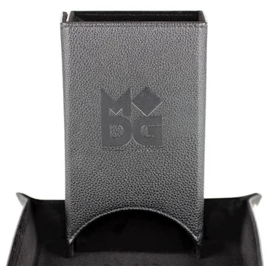 Metallic Dice Games 543 Black Fold Up Leather Dice Tower
