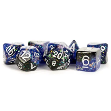 Metallic Dice Games 632 16mm Eternal Resin Polyhedral Blue/Black Dice Set