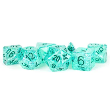 Metallic Dice Games 685 16mm Resin Polyhedral Flash Teal Dice Set