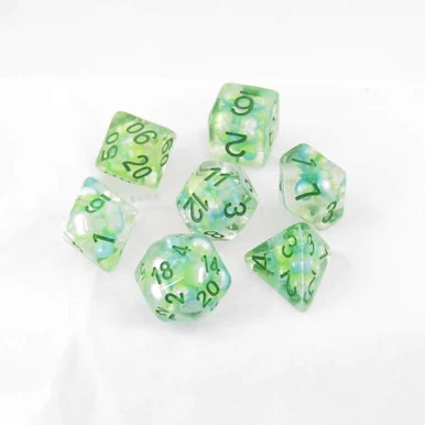 Metallic Dice Games 694 16mm Pearl Resin Polyhedral Sea Foam/Green Dice Set