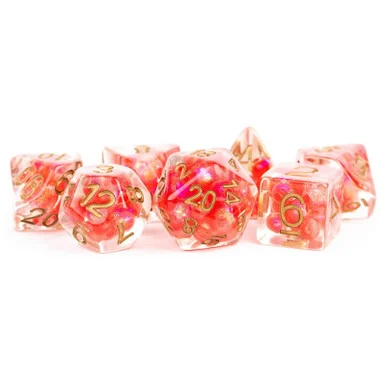 Metallic Dice Games 695 16mm Pearl Resin Polyhedral Red w/ Copper Dice Set