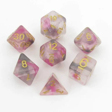 Metallic Dice Games 705 Unicorn Resin 16mm Polyhedral Blushing Steel Dice Set
