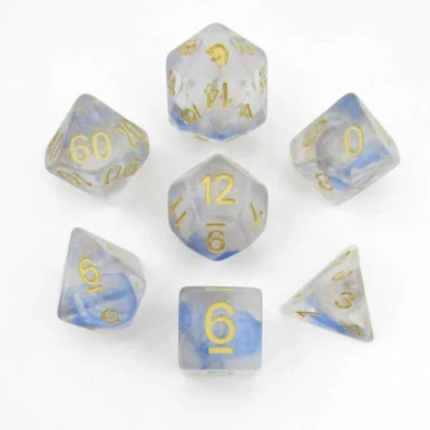 Metallic Dice Games 706 16mm Unicorn Resin Polyhedral Arctic Storm Dice Set