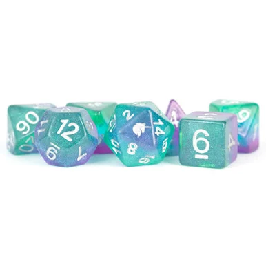 Metallic Dice Games 712 16mm Unicorn Resin Polyhedral Aurora Dice Set