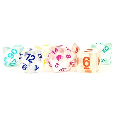 Metallic Dice Games 716 16mm Unicorn Resin Polyhedral Rainbow Ice Dice Set