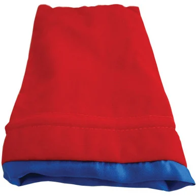Metallic Dice Games 8001 Large Red Velvet Dice Bag w/ Blue Satin Lining, 6in x 8in