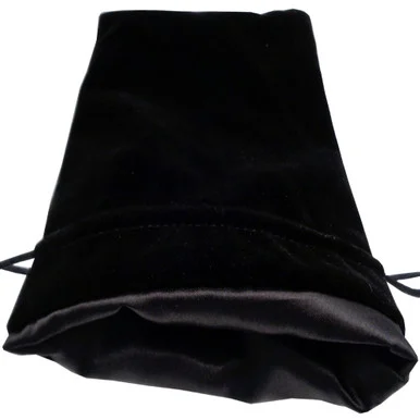 Metallic Dice Games 8003 Large Black Velvet Dice Bag w/ Black Satin Lining, 6in x 8in