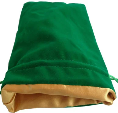 Metallic Dice Games 8005 Large Green Velvet Dice Bag w/ Gold Satin Lining, 6in x 8in