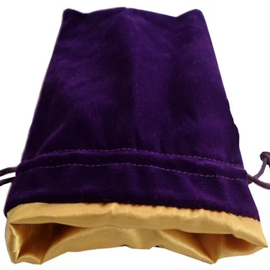 Metallic Dice Games 8007 Large Purple Velvet Dice Bag w/ Gold Satin Lining, 6in x 8in