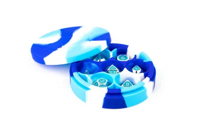 Metallic Dice Games 922 Silicone Round Dice Case, Blue/White/Light Blue