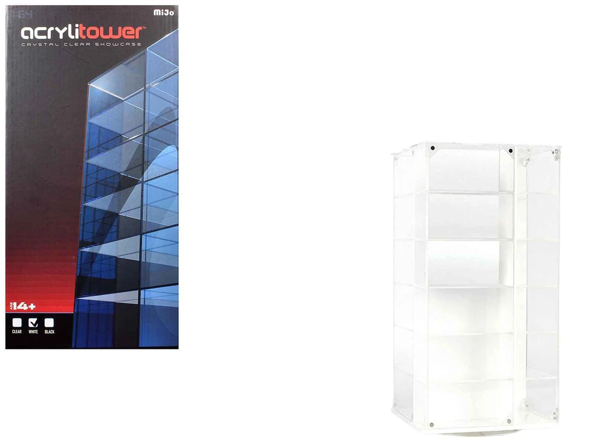 Acrylitower Showcase 24 Car Display Desktop Spinner with Cover White "Mijo Exclusives" for 1/64 Scale Models - Other