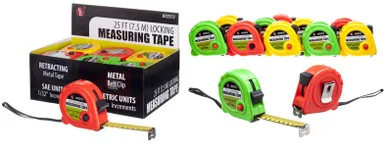 25'/1" Locking Measuring Tape SAE/Metric W/ Belt Clip - Sona Enterprises