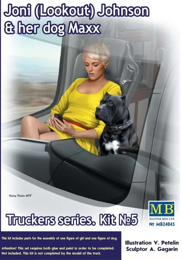 MTB 24045 Joni "Lookout" Johnson & her dog Maxx Trucker Passenger Figure 1/24 Scale Model Kit - Master Box Games