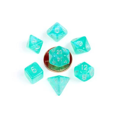 Metallic Dice Games 4180 10mm Mini Stardust Acrylic Polyhedral Turquoise Dice Set