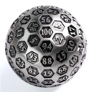 Foam Brain Games 5078 Inscribed 45mm Metal D100 - Silver