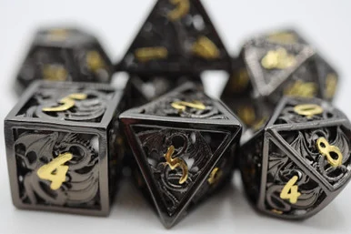 Foam Brain Games 4189 Dragon Essence: Night - Hollow Metal RPG Dice set