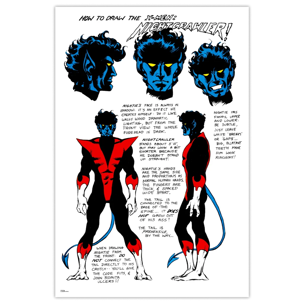 Nightcrawler Character Sheet Poster - Dave Cockrum