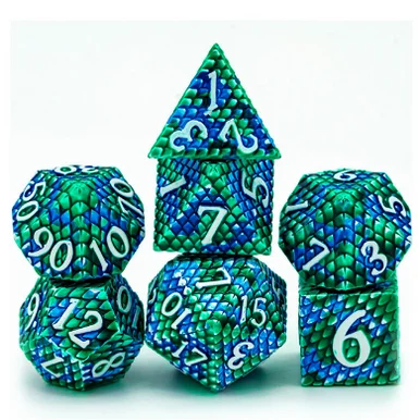 Foam Brain Games 4211 Dragon Scale: Ocean - Metal RPG Dice Set