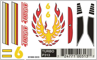 Pine Car P313 Dry Transfer Decals, Turbo - Pinecar