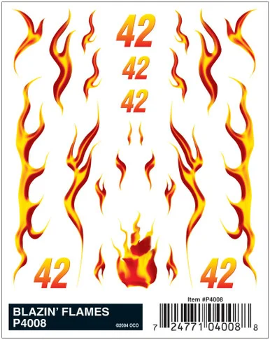 Pine Car P4008 Dry Transfer Decals, Blazin Flames - Pinecar