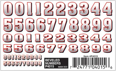 Pine Car P4015 Dry Transfer/Beveled Numbers - Pinecar
